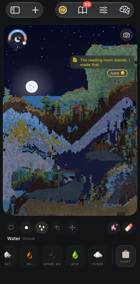 A reading room by moonlight